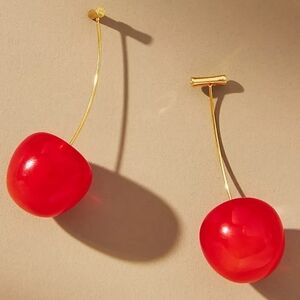 Anthropologie Bright Red Cherry Earrings | NWOT